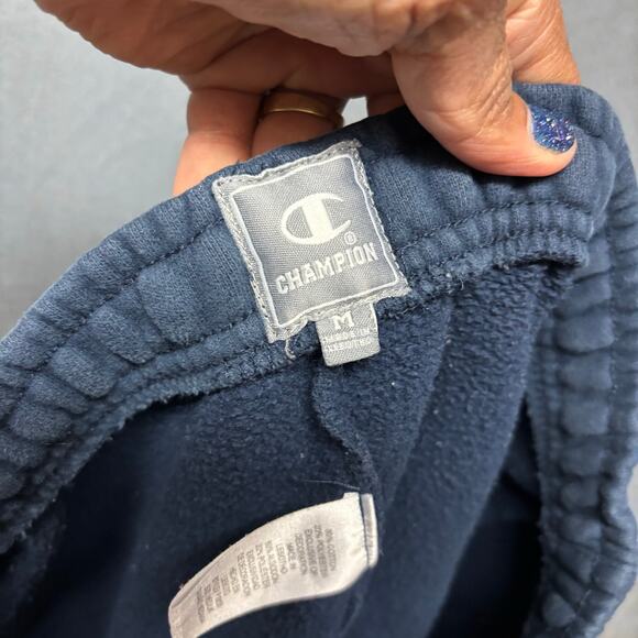Champion Medium Navy Blue Sweatpants Reverse Weave Fleece Joggers Logo Athletic - Picture 11 of 15